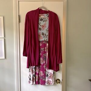 Fuschia Flowered J Jill dress and duster